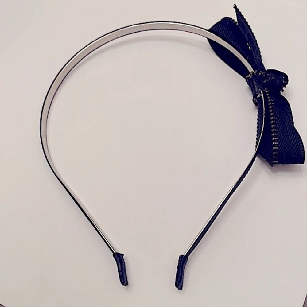 Blue Zipper Bow Trendy Edgy Headband